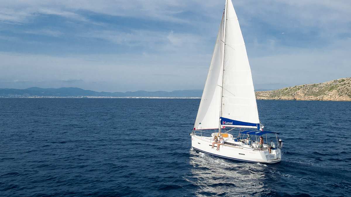 Sunsail yacht sailing on the open sea